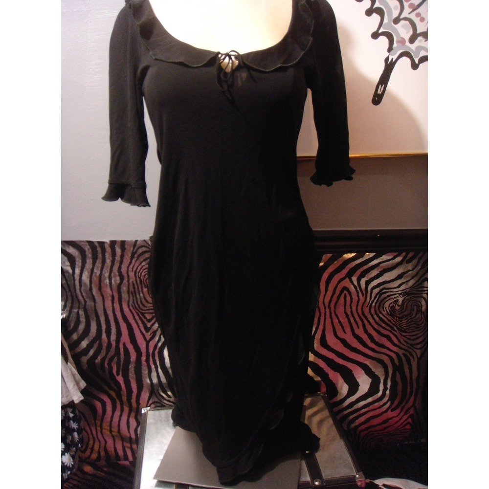 A.B.S by Allen Schwartz M black dress tie neck ruffle design